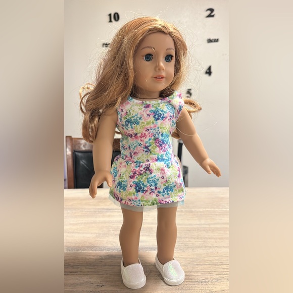 American Girl Floral Dress in Pink Blue Green and Purple